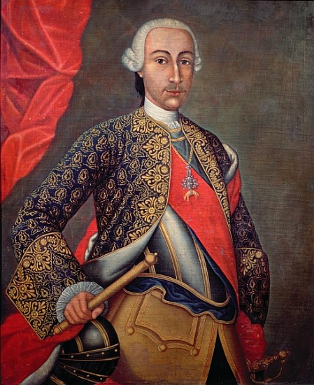 Charles III (1716-88) in armour and wearing the Order of the Golden Fleece à École espagnole