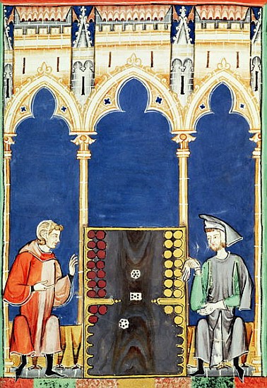Fol.85v Two Backgammon Players, from the ''Book of Games, Chess, Dice and Boards'' à École espagnole