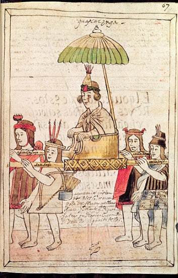 Illustration of Huascar Inca from ''Historia y Genealogia Real de los Reyes Incas del Peru, de sus h à École espagnole