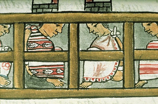 Ms Palat. 218-220 Book IX Aztec prisoners, from the ''Florentine Codex'' by Bernardino de Sahagun, c à École espagnole