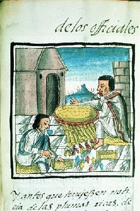 Ms Palat. 218-220 Book IX Aztec feather artisans at work, from the ''Florentine Codex'' by Bernardin