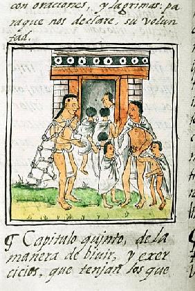 Ms Palat. 218-220 Book IX Young children entering a house, from the ''Florentine Codex'' by Bernardi