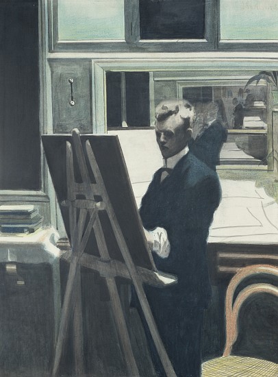 Self Portrait with Easel in the Mirror à Leon Spilliaert