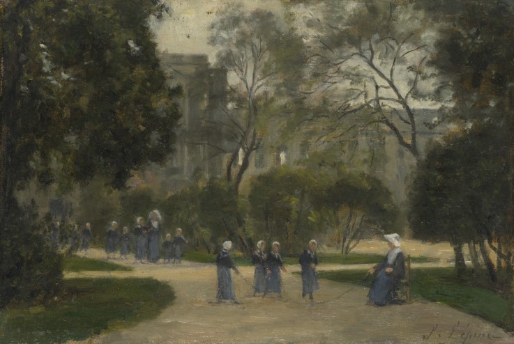 Nuns and Schoolgirls in the Tuileries Gardens, Paris à Stanislas Lépine