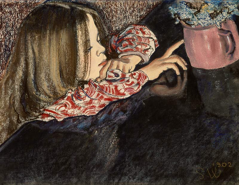 Enfant avec un pot de fleurs à Stanislaw Wyspianski
