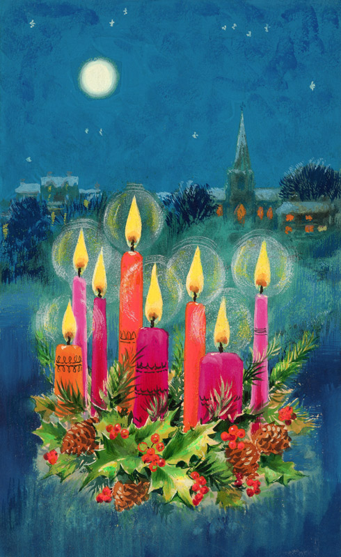 Christmas Candles (gouache)  à Stanley  Cooke
