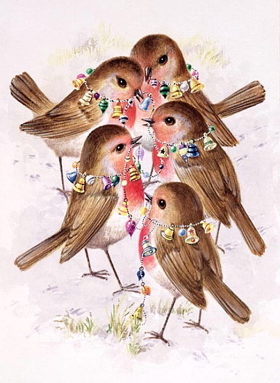 Christmas Robins (w/c on paper)  à Stanley  Cooke