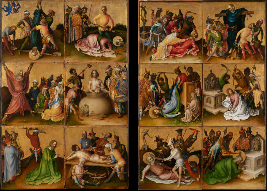 Two altarpiece wings with the Martyrdom of the Apostles à Stefan Lochner
