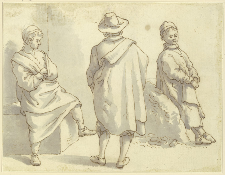Zwei Matrosen und ein Herr in Hut und Mantel à Stefano della Bella