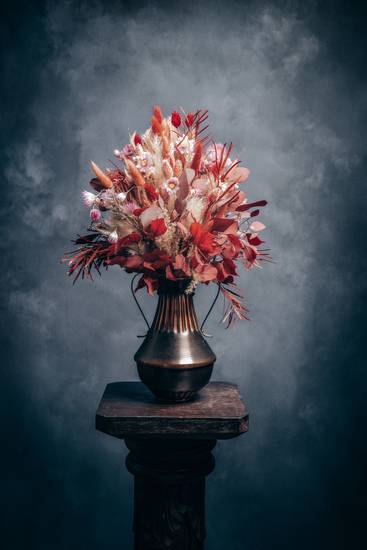 Bouquet de fleurs séchées « passion rubis »