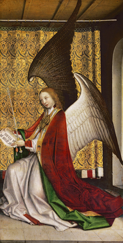 Autel des trois rois mages de la cathédrale à Cologne : annonciation de l ange à Marie à Stephan Lochner