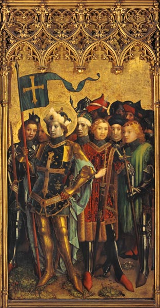 autel des trois rois dans la cathédrale à Cologne : Saint Gereon avec sa suite à Stephan Lochner
