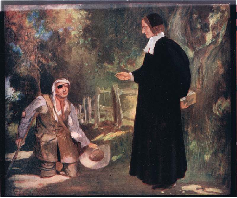 Bishop Ken and the beggar (colour litho) à Stephen Reid