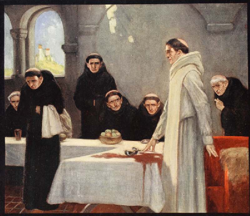 Saint Benedict and the Monks, illustration from Helmet & Cowl: Stories of Monastic and Military Orde à Stephen Reid