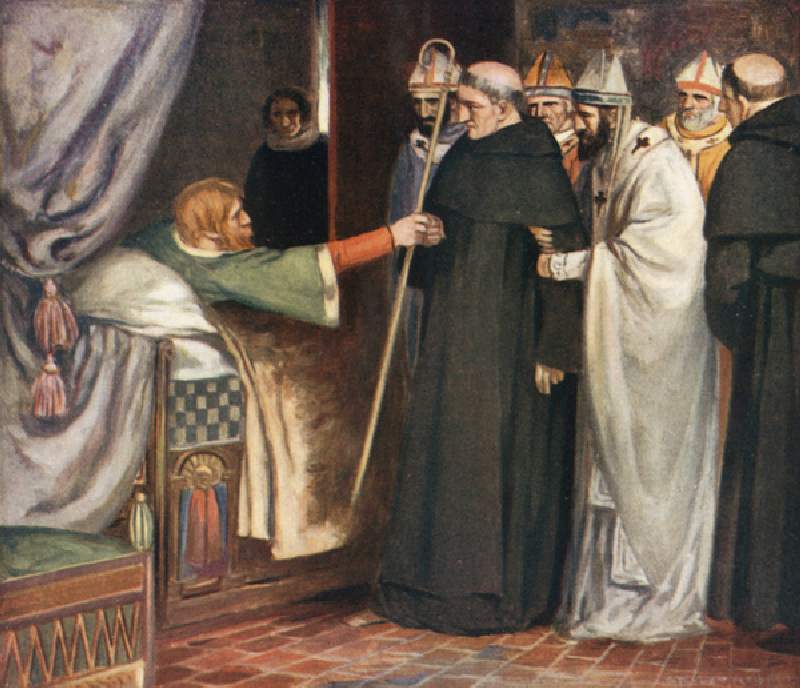 Saint Anselm Refusing the Archbishopric (colour litho) à Stephen Reid