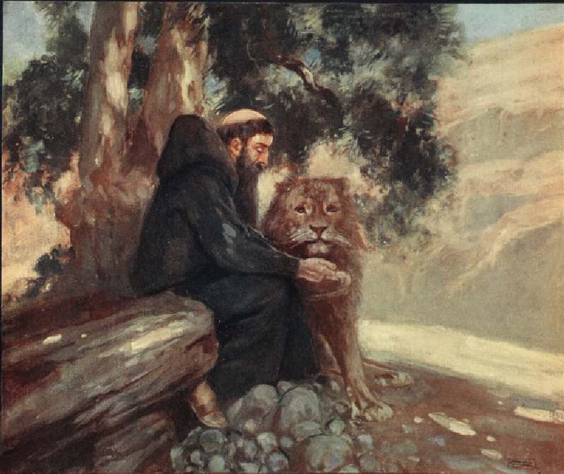 Saint Jerome and the Lion, illustration from Helmet & Cowl: Stories of Monastic and Military Orders  à Stephen Reid