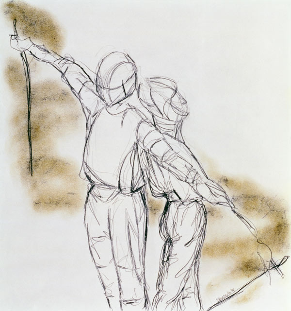 Preparation, 1998 (graphite and pastel on paper)  à Stevie  Taylor