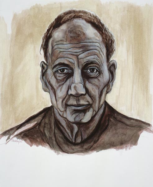 Portrait of Frank Auerbach, 2002 (indian ink and wash over pen and pencil on paper)  à Stevie  Taylor