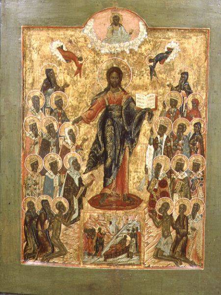 Christ the King, Central Russian icon à École de Stroganov