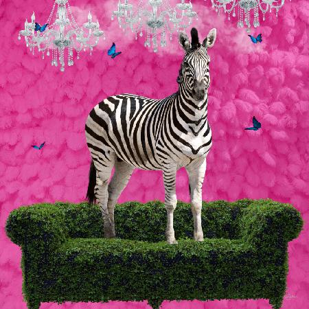 Free Spirited Zebra on a Green Settee