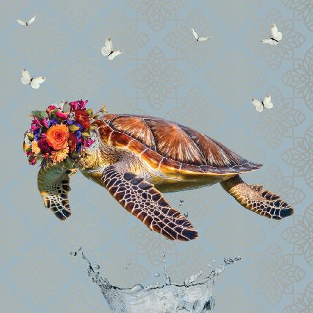 Spring Flower Bonnet On Turtle