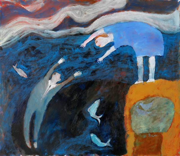 Saving the Man from the Sea, 2003 (oil on board)  à Susan  Bower