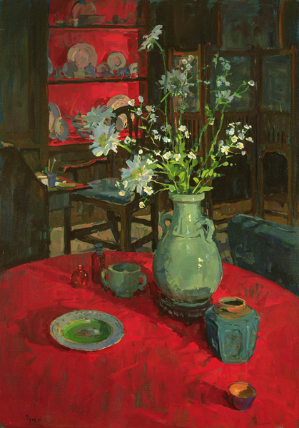 Red Alcove with Daisies à Susan  Ryder