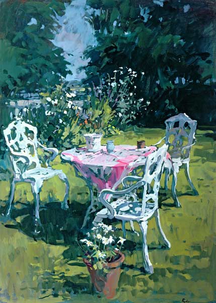 White Chairs at Belchester, 1997 (oil on canvas)  à Susan  Ryder