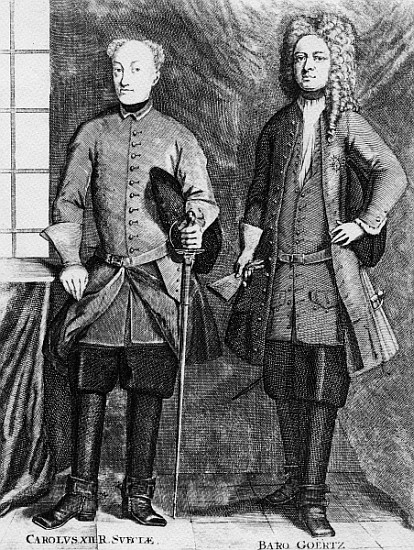 Charles XII of Sweden with his advisor Baron Gortz à École suédoise