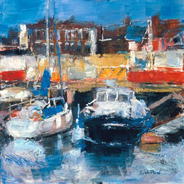 Lowestoft Harbour View (mixed media and collage on paper)  à Sylvia  Paul
