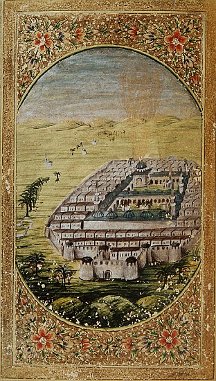 Mecca surrounded the mountains of Arafa (miniature à École syrienne