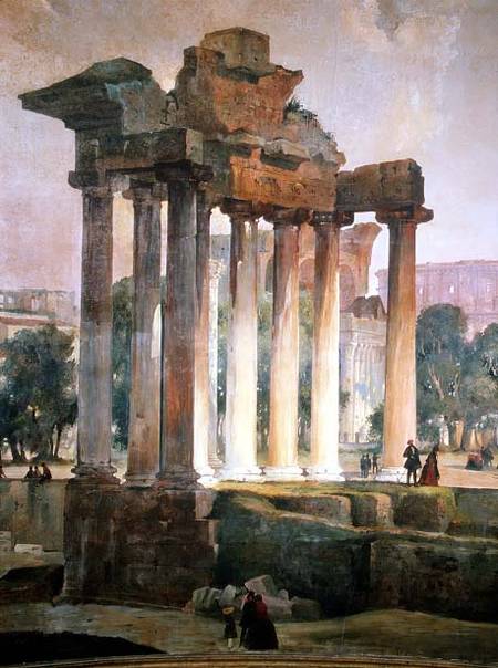 The Ruined Temple of Saturn in The Roman Forum à T. Caffi