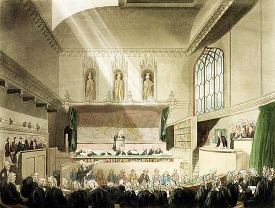 Court of King''s Bench, Westminster Hall, from ''The Microcosm of London''; engraved by J. Black (fl à T. Rowlandson
