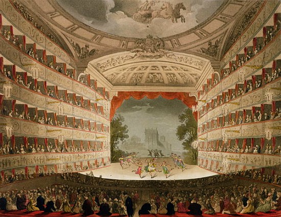 Kings Theatre Opera House; engraved by J. Bluck, pub.Ackermann''s ''Repository of Arts'' à T. Rowlandson