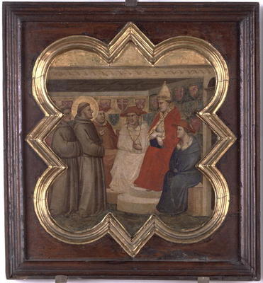 St. Francis before the Pope and Cardinals (tempera on panel) à Taddeo Gaddi