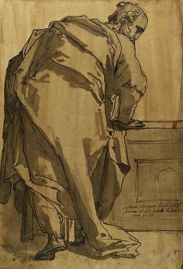 A Heavily Draped Apostle Seen from Behind, 16th century à Taddeo Zuccaro