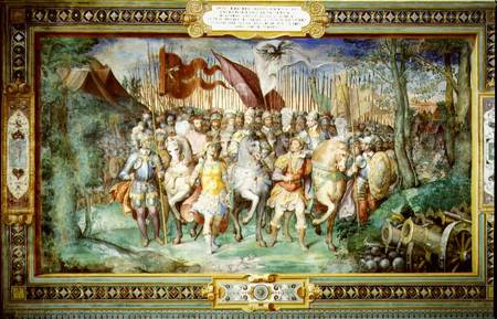 Charles V (1500-58) Alessandro (1546-92) and Ottaviano Farnese Leading the Army Against the Landgrav à Taddeo Zuccaro ou Zuccari