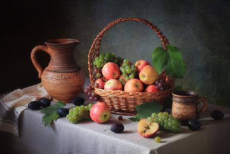 Still life with a basket of fruit