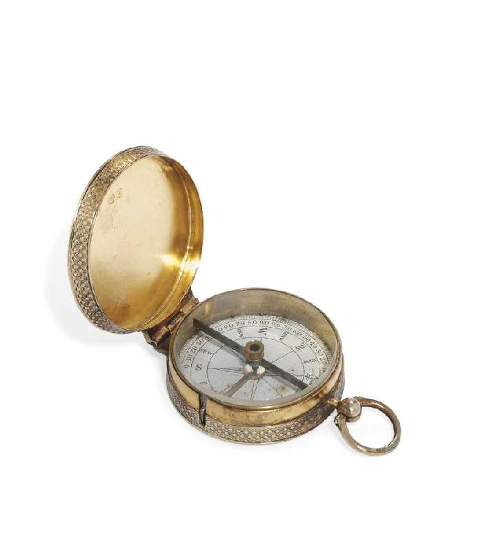 Viktorianischer silbervergoldet Kompass à Technik