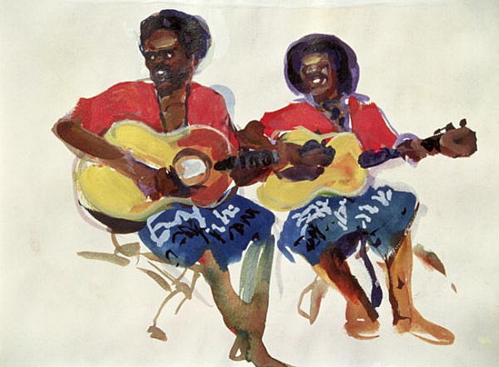 Fijian Guitar Duo, 1985 (gouache on paper)  à Ted  Blackall