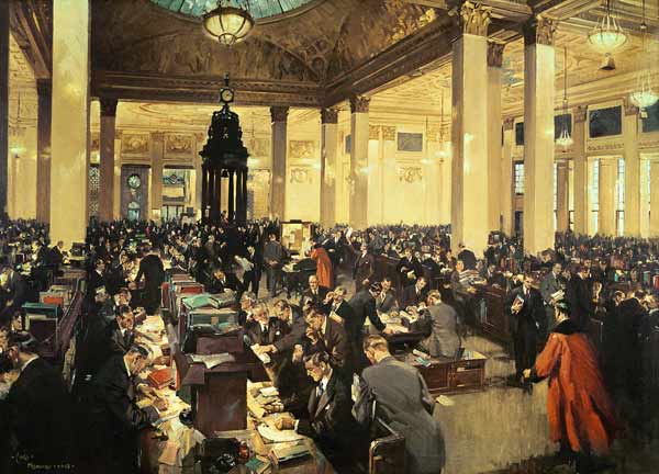 The Underwriting Room at Lloyds of London, November 1948 à  Terence Cuneo