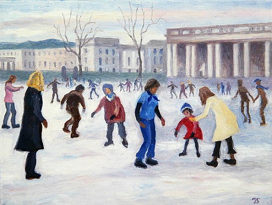 Skating at the Old Royal Naval College, 2007 (oil on canvas)  à Terry  Scales
