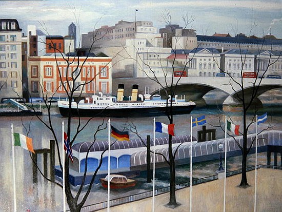 View from the Festival Hall, 2002 (oil on canvas)  à Terry  Scales