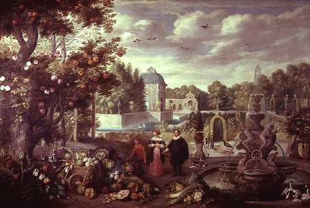 Garden Scene with Fountain à l'Ancien Kessel