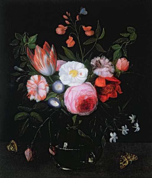 Spring Flowers in a glass vase à l'Ancien Kessel
