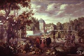 Garden Scene with Fountain