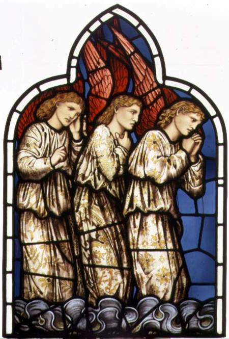 Three Angels, stained glass window removed from the east window of St. James' Church, Brighouse, Wes à L'usine William Morris