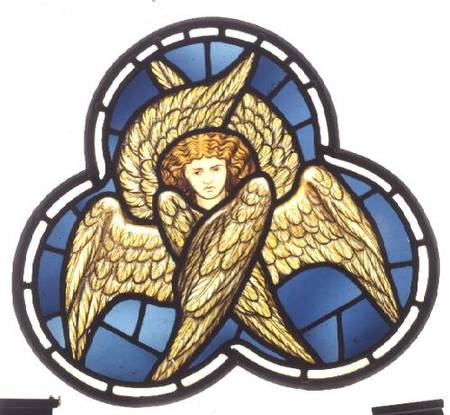 Many-winged Angel, stained glass window removed from the east window of St. James' Church, Brighouse à L'usine William Morris