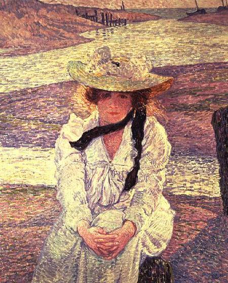 Young Woman on the Banks of the Greve River à Theo van Rysselberghe