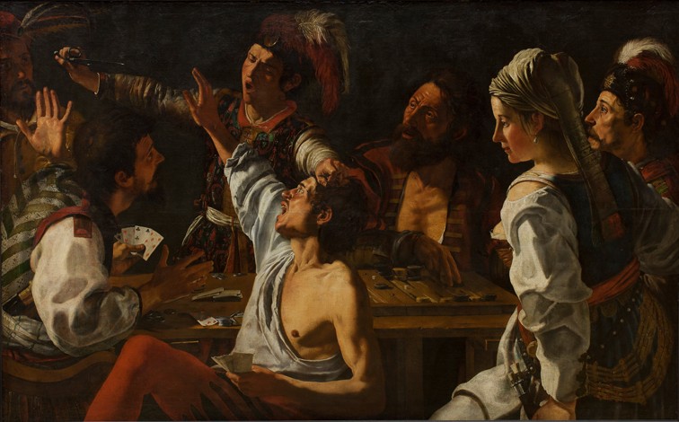 Card and Backgammon Players. Fight over Cards à Theodor Rombouts